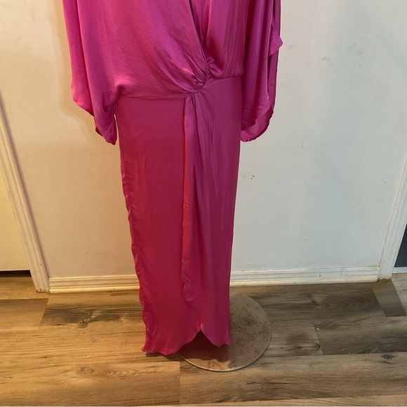NWT YOUNG FABULOUS & BROKE THE SIREN ASYMMETRIC WRAP DRESS RASPBERRY SIZE S - Picture 6 of 15